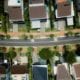 Bird's eye view of homes on residential street