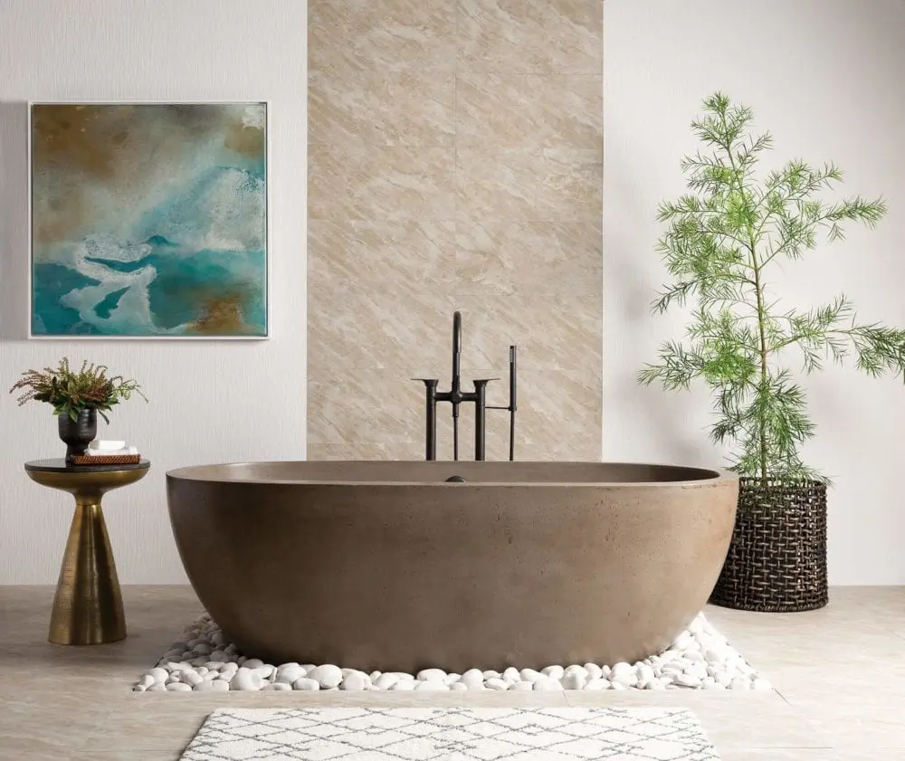 Beautiful concrete freestanding bathtub