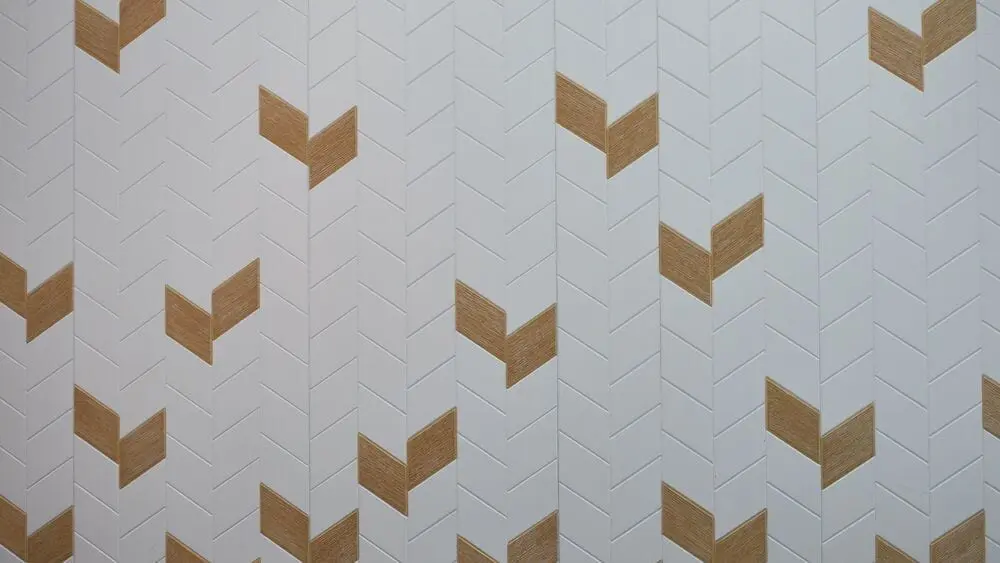Chevron tile with gold accent