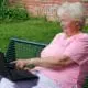 older woman with laptop