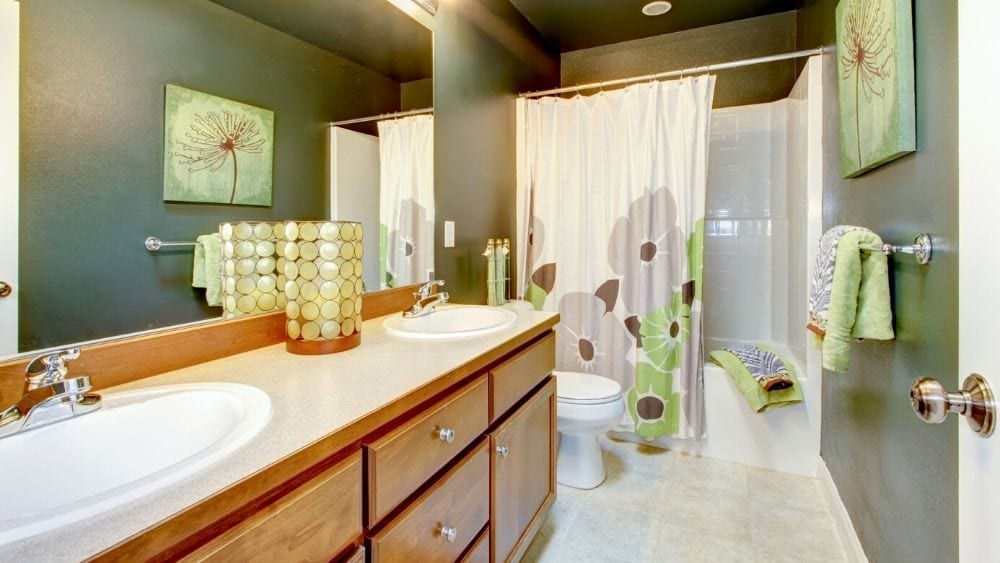 family bathroom with dual sink
