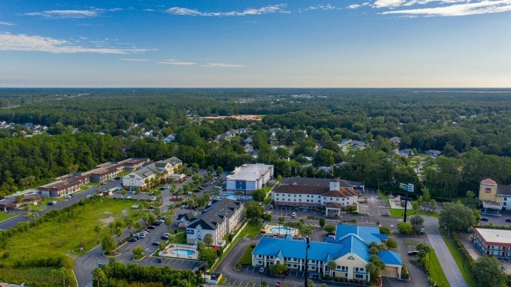 Aerial view of Kingsland, a suburb in Georgia.