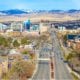 View of downtown Boise Idaho with snow-capped mountains in background