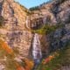 View of Bridal Falls, a waterfall in Provo, Utah.
