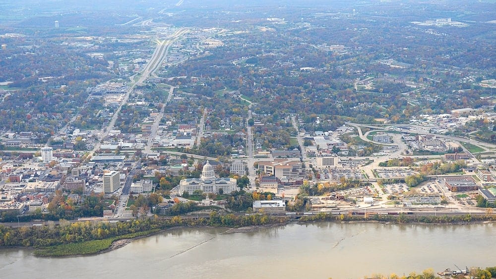 Aerial view of Jefferson City, MO.