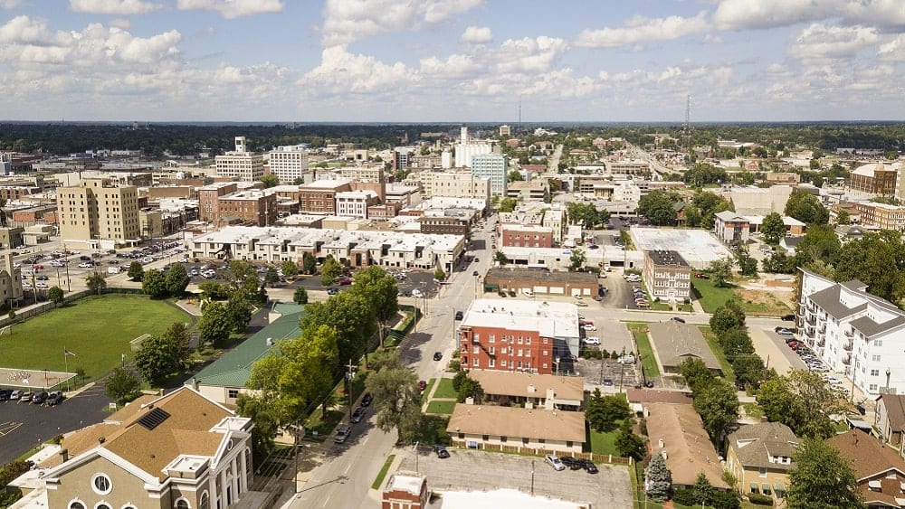Aerial shot of downtown Springfield in Missouri.