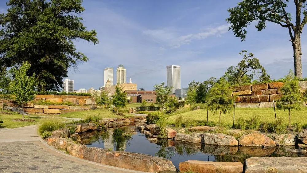View of downtown Tulsa, Oklahoma from Centennial Park.