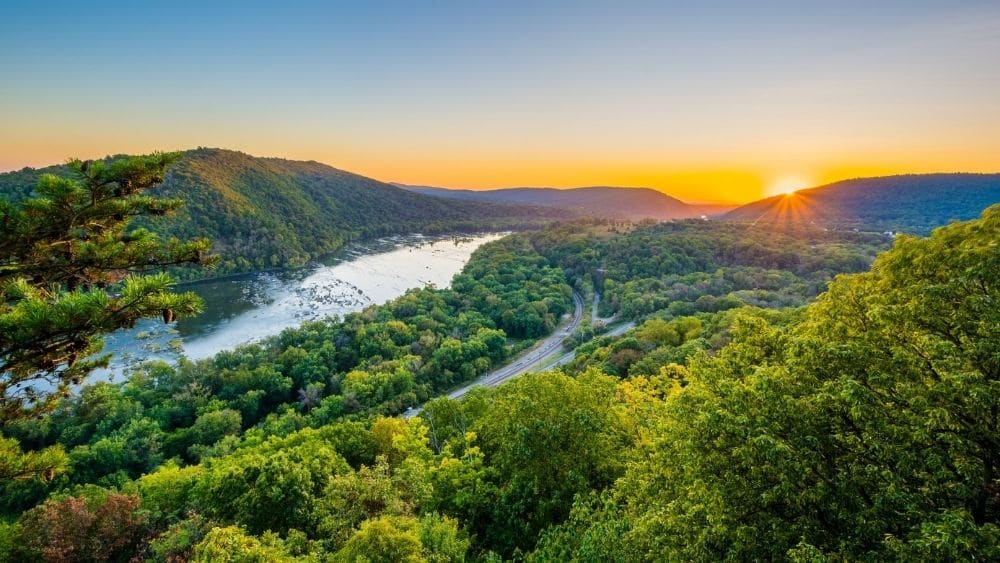 Sunset over the Potomac River in West Virginia.