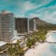 View of high rises and the beach in Honolulu, Hawaii
