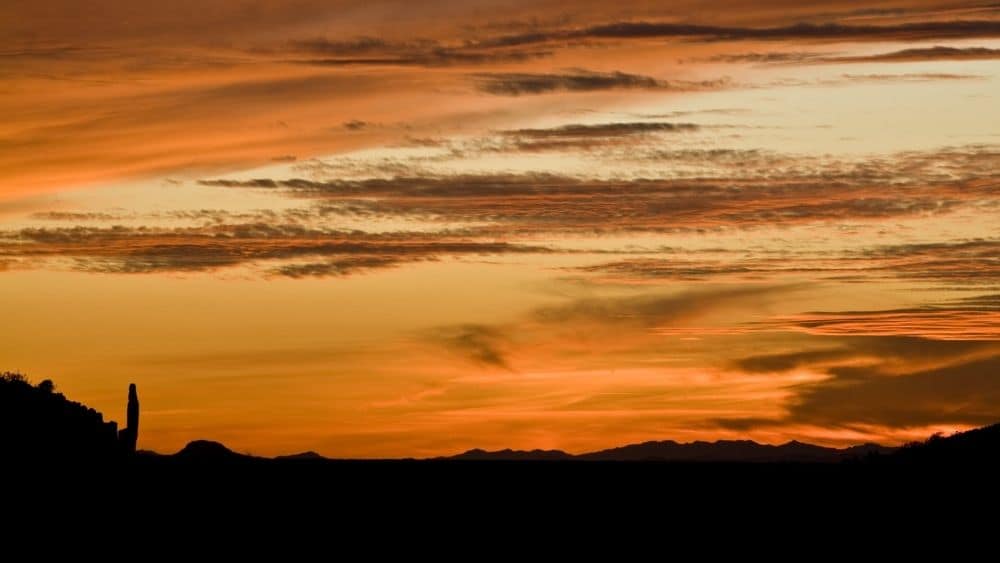 Sunset over the Santan Mountains near Florence, Arizona.