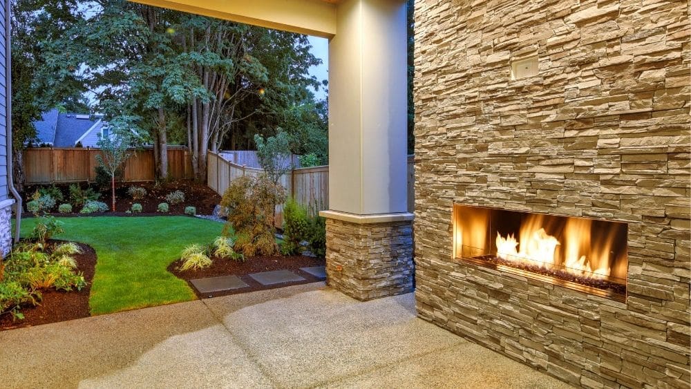 stone outdoor fireplace
