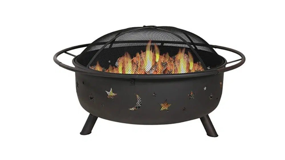 Sunnydaze Cosmic Outdoor Fire Pit - 42 Inch Large Bonfire Wood Burning Patio & Backyard Firepit for Outside with Round Spark Screen