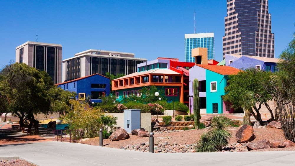 Colorful buildings in downtown Tucson, Arizona.