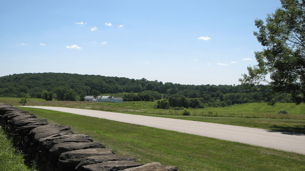 View of forest and a farm at Brandywine State Park, Delaware.